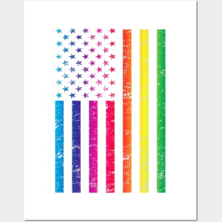 American Flag Gay Pride Rainbow Lgbt Diversity 2023 Premium Posters and Art